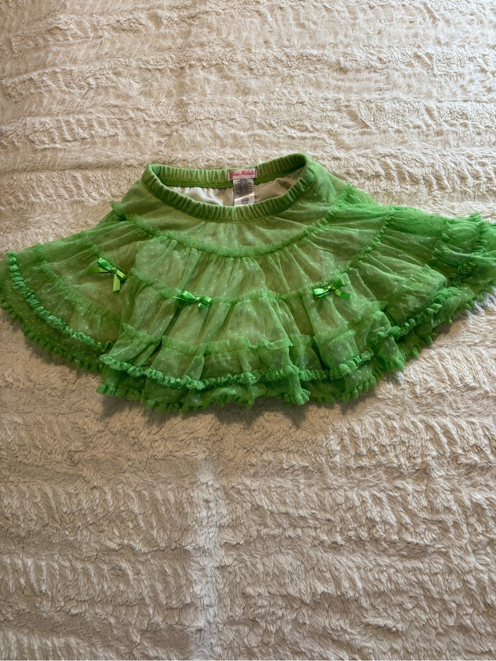 Jona Michelle Girls XL 10 Lime Green Tiered Tulle Tutu Skirt Fairycore fits XS